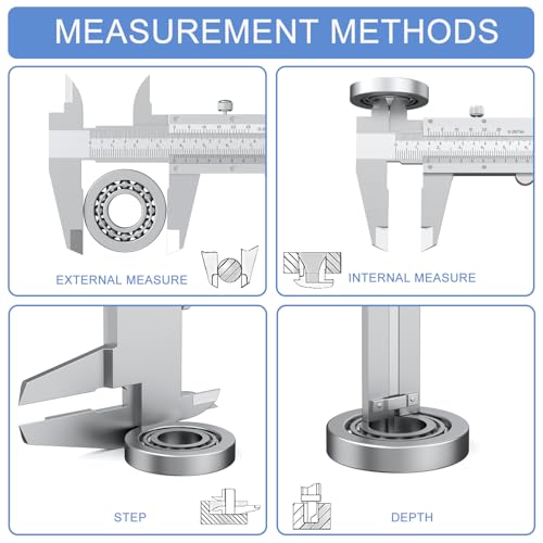 HDLNKAK Vernier Caliper 6 inch with Stainless Steel Feeler Gauge 32 Blade - color: Sterling Silver