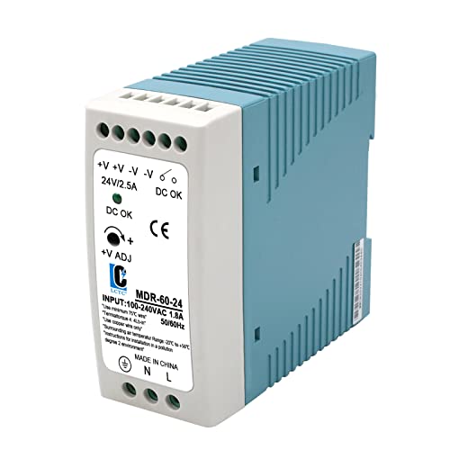 DIn Rail DC 24V Switching Power Supply MDR 60W Rail Type(Input:100-240VAC,Output:24VDC,50/60HZ) Switch Converter (24V 2.5A)