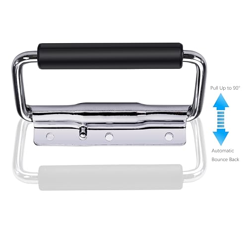 SYINE 5.15 Inch 8.3 oz Large Heavy Duty Folding Handle,3 Mounting Holes,Spring Loaded with Rubber Grip for Toolbox Cabinet,1 Pack,Silver - color: Silver