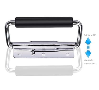 SYINE 5.15 Inch 8.3 oz Large Heavy Duty Folding Handle,3 Mounting Holes,Spring Loaded with Rubber Grip for Toolbox Cabinet,1 Pack,Silver - color: Silver