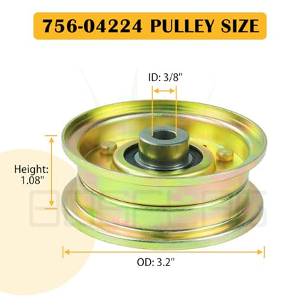 2 Pack 756-04224 Flat Idler Pulley Cub Cadet LT1050 LT1042 Tractors - color: L09 2x756-0981