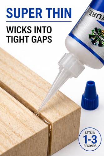 Bob Smith Industries Insta-Cure Super Thin CA Glue 2oz – 1–3 Second Set Time – Wicks Into Tight Gaps – Cyanoacrylate Adhesive for RC, Wood & Plastic Models. BSI-103 (Blue Label)