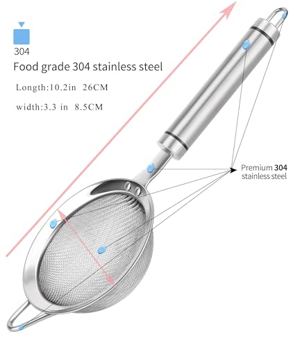 Fine Mesh Strainer with Handle Tea Sifter Stainless Steel Sieve - size: 3.35 in Small