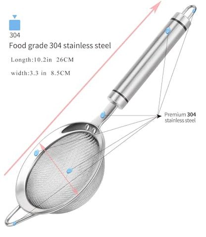 Fine Mesh Strainer with Handle Tea Sifter Stainless Steel Sieve - size: 3.35 in Small