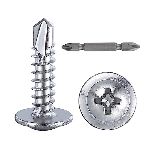 Wensilon（300pcs）#8×5/8”for Sheet Metal Self-Tapping Screws 410 Stainless Steel Truss Head High-Strength Quick Tapping Screws - color: Silver, size: #8X5/8"