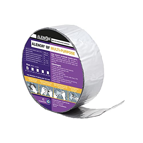 Alenor Butyl Rubber Aluminum Tape 2" inch W x 33 Feet Wall Crack Roof Leaks Waterproof Heat Resistant Tape Perfect for Sealing & Patching Hot & Cold Air Ducts Wood Metal Plastic Glass Repair - size: 2" Inch x 33' Ft (Pack 1)