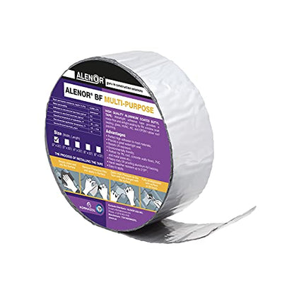 Alenor Butyl Rubber Aluminum Tape 2" inch W x 33 Feet Wall Crack Roof Leaks Waterproof Heat Resistant Tape Perfect for Sealing & Patching Hot & Cold Air Ducts Wood Metal Plastic Glass Repair - size: 2" Inch x 33' Ft (Pack 1)
