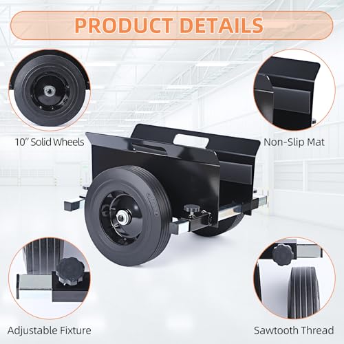 Heavy Duty Panel Dolly,10" Rubber Wheels Adjustable Drywall Cart - color: Black