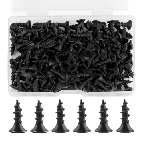 #8 x 5/8 Inch Flat Head Wood Screws, 166 Pcs Black - color: Black 166 Pcs