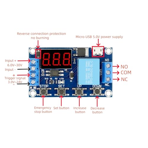 3Pcs 6-30V Timer Relay Module Programmable Delay