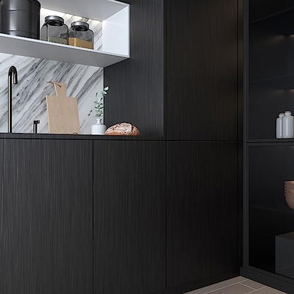 Livelynine Brushed Black Peel and Stick Wallpaper Stainless Steel Contact Paper for Appliances Dishwasher Refrigerator Door Covers Fridge Vinyl Wrap Waterproof Kitchen Counter Top Cover 15.8x78.8 - size: 15.8"W x 78.8"L