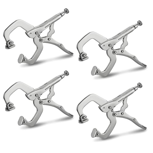 WORKPRO 4-Piece 6" Locking C-Clamp with Swivel Pads Set, Heavy Duty Adjustable Vise Grip Pliers, 4 Pack Welding Clamp for Woodworking, Metalworking, Auto Repair and Home Workshop - size: 6-inch