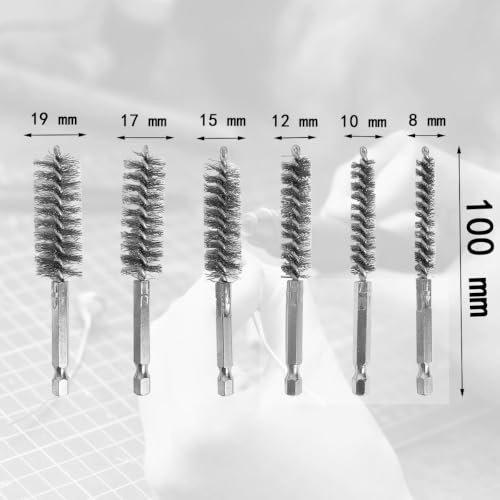 6 Pcs Stainless Steel Bore Brush Set, Drill Wire Bore Brush