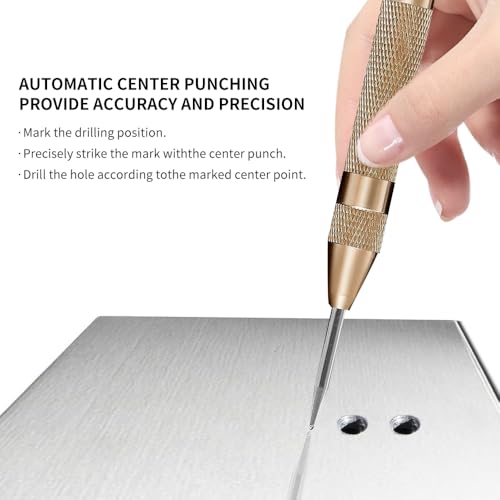 5PCS Step Drill Bit with Automatic Center Punch - size: 6Pc Set