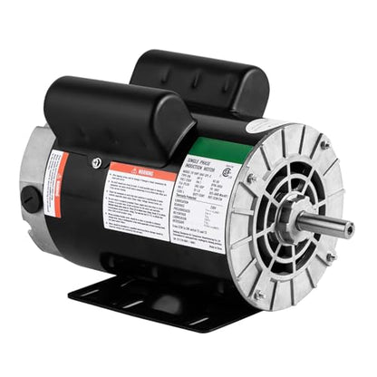 Air Compressor Motor 5HP, 3450RPM 184T Frame 230V Electric Motor with 5/8" Keyed Shaft & Dual Rotation, 1.88" Shaft Length for Industrial Air Compressors, Pumps, Tools