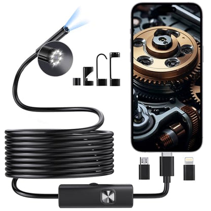 Endoscope Camera with Light, 1920P HD Borescope with Dimmable LED