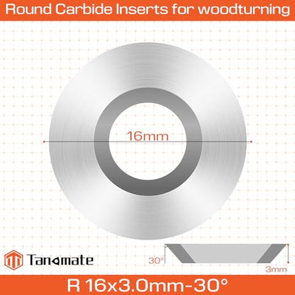 Ci0 16mm Round Replacement Carbide Inserts for Woodturning, 10 pcs - size: RΦ16x3-30°