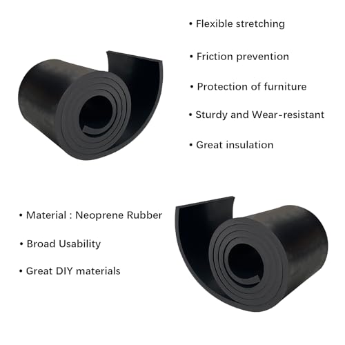 Thick Solid Neoprene Rubber Strip 1/4 (.25)" Thick X 4" Wide X 3.3'Long - size: 4"X3.3'X1/4"