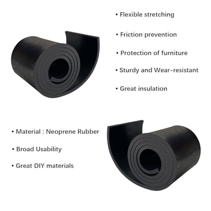 Thick Solid Neoprene Rubber Strip 1/4 (.25)" Thick X 4" Wide X 3.3'Long - size: 4"X3.3'X1/4"