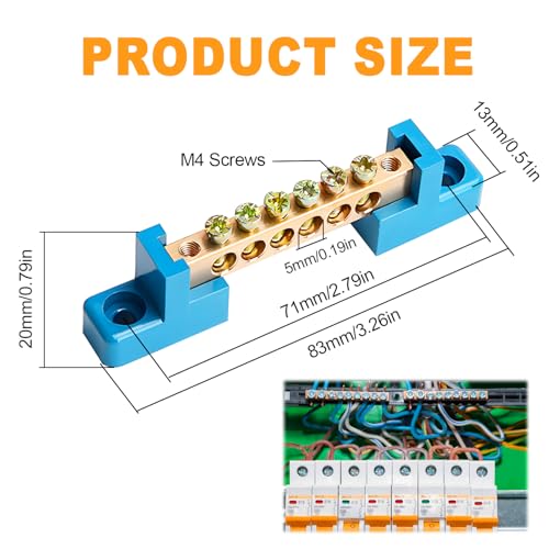 4PCS Grounding Bus Bar 6 Positions - size: 6 Positions-4Pcs