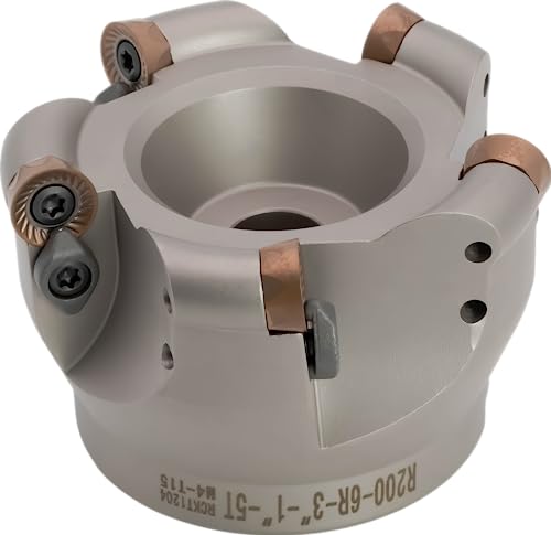 3" Round Insert Indexable Face (Shell) Mill, 1" Arbor Hole Diameter, 5 Flute, with 5 pcs RCKT1204M0 Carbide Inserts - size: 3 in