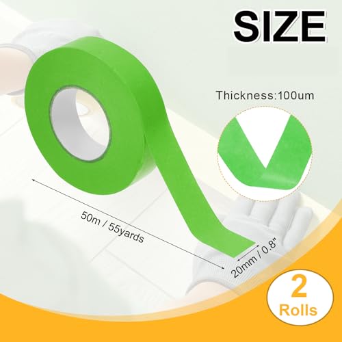 2roll Masking Tape (0.8" x55Yards Green) No Residue Universal Tape - color: Green, size: 0.8" x 55Yards