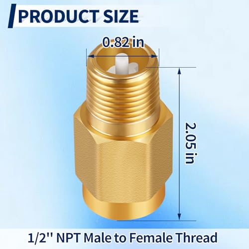 RV Water Heater Backflow Preventer, 1/2" NPT Male to Female Thread Hot Water Heater Check Valve, Lead-Free Brass Plumbing Backflow Check Valve for RV, Camper, Motorhome, Trailer - style: Male to Female/1