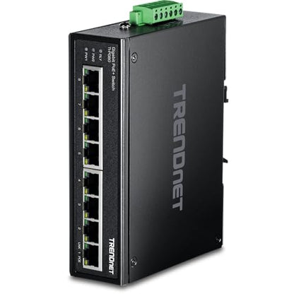 TRENDnet 8-Port Industrial Gigabit PoE+ DIN-Rail Switch, TI-PG80 - style: 8 Port Switch