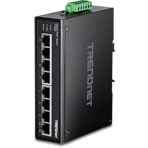 TRENDnet 8-Port Industrial Gigabit PoE+ DIN-Rail Switch, TI-PG80 - style: 8 Port Switch