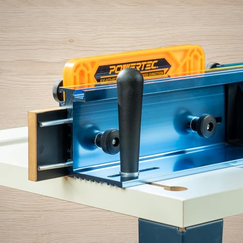 POWERTEC Router Table Fence Kit Deluxe System 3-3/8” Tall 24" Long, Router Table Top, Routing Tables for Woodworking w/Reversible Flip Stop, Dust Port, Adjustable Bit Guard, Featherboard - 71536 - color: Router Table Fence Kit