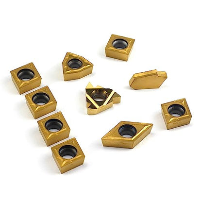 OSCARBIDE Carbide Turning Inserts 10 Pieces/Pack,SCMT09T304,16ER AG60,GTN-3,WCMT06T304,CCMT09T304,DCMT11T304 Carbide Inserts for 5/8" Shank Indexable Lathe Turning Tool Holder