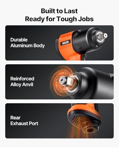 VEVOR Air Impact Wrench, 1/2" Drive Pneumatic Impact Wrench Up to 1100 ft-lbs Reverse Torque, 7500RPM 4-Speed Adjustable & Lightweight Pneumatic Gun for Auto Repairs and Maintenance - size: 7.9 × 5.9 × 2.8 in, style: 1/2" 1100 ft-lbs