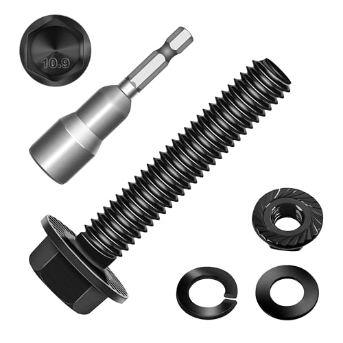(10Sets) M6 Bolt x 30mm Flanged Hex Head Bolts, External Flange Hex Drive M6 Screws, Class 10.9 Black Zinc Plated Alloy Steel Metric M6x1.0 Bolts Kit - color: Black-M6, size: 30mm
