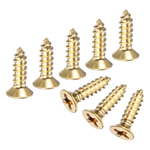 M METERXITY 100-Pack Brass Wood Screws, M3 x 10mm Phillips Flat Head Self-Tapping Screw Connector Fasteners for Door Hinges/Woodworking/Furniture Repair/Gardening/DIY Crafts Decorative Screws - size: M3x10mm