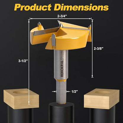 2-3/4" | 69.8mm Triple Flute Tungsten Carbide Forstner Drill Bit (Hex) - size: 2-3/4" | 69.8mm