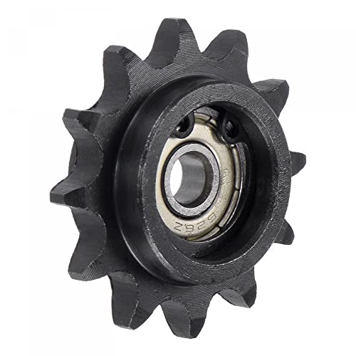 uxcell Chain Idler Sprocket, 6mm Bore 3/8" Pitch 12 Tooth Tensioner, Black Oxide Finish C45 Carbon Steel with Insert Single Bearing for ISO 06B Chains - size: 6mm