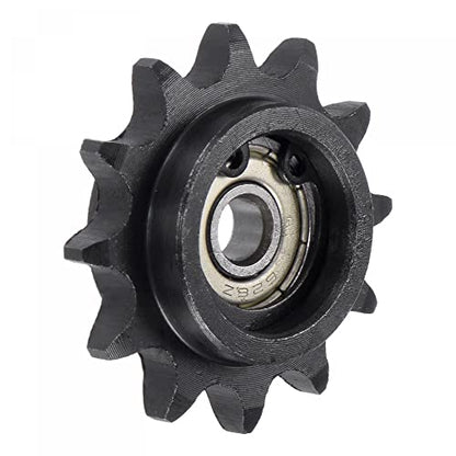 uxcell Chain Idler Sprocket, 6mm Bore 3/8" Pitch 12 Tooth Tensioner, Black Oxide Finish C45 Carbon Steel with Insert Single Bearing for ISO 06B Chains - size: 6mm