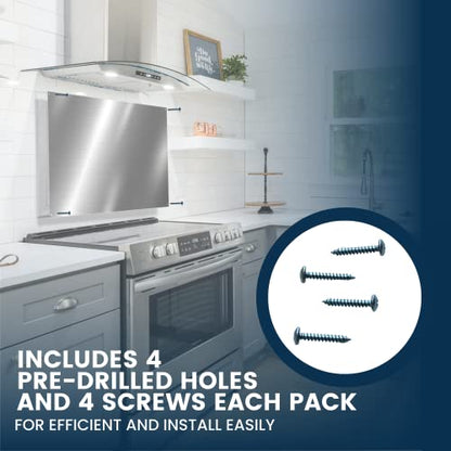 24" x 30" Reversible Metal Backsplash Matching screws | Compatible with Broan-NuTone SP3004 - Ultra Flat and Flushed Metal Panel Splatter Guard for Stovetop Easy Installation - size: 30" x 24" (1 PACK)
