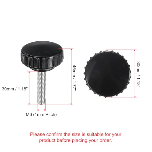 uxcell 2pcs Knurled Clamping Knobs M6 x 30mm Metric 304 Stainless Steel Male Thread Thumb Screw on Type 30mm Plastic Round Head Threaded Hand Bolt Stud Knobs Black - size: M6 x 30mm x 30mm