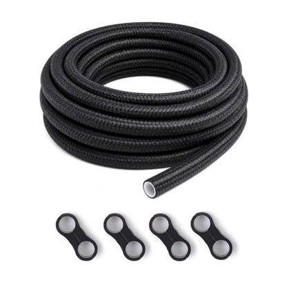 6AN PTFE E85 Fuel Line Hose 10FT With 4PCS Hose Separator Clamp - color: 10FT+Clamp, size: AN6