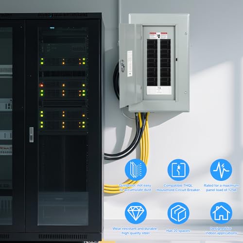 THQL Circuit Breaker Panels,20-Space, 125A Circuit Breaker Distribution Box, 120V/240V Circuit Breaker Electrical Enclosure,Indoor Main Lug Load Center - style: 20 SPACE