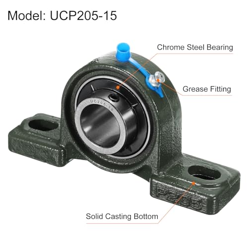 uxcell 2pcs UCP205-15 Pillow Block Bearings 15/16 inch Bore Self Alignment, Solid Cast Iron Base Mounted Chrome Steel Bearings - size: UCP205-15