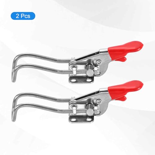 HARFINGTON 2pcs 40323 Toggle Latch Clamp M5 x 42mm 400lbs Holding Capacity Adjustable Quick Release Pull Latches 304 Stainless Steel Hasp Clamps for Smoker Lid Jig Tool Boxes Case Door