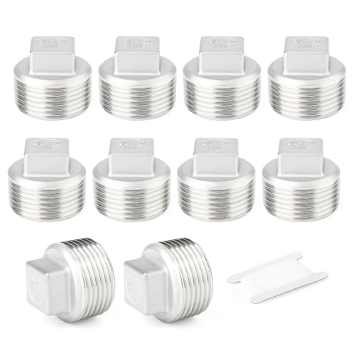 TAISHER 10Pcs 316 SS Cast Square Head 3/4"NPT Male Socket Pipe Plug - size: 3/4" MNPT(316 Plug)