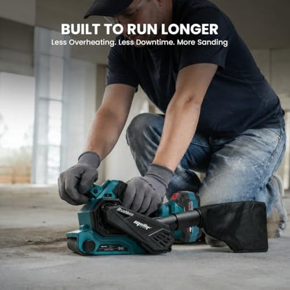 Upgraded Cordless Brushless Belt Sander Compatible with Makita 18V Battery - color: Blue