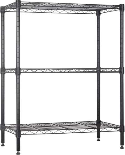 Meet perfect 3-Tier Wire Shelving Unit, 450 lb, 13.2x23x30.2 in, Black - color: Black, size: 3-Tier, 30.2"H × 13.2"W × 23"D