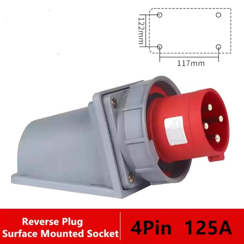 IEC60309 Waterproof CEE Industrial Reverse Plug Connector Surface Mounted Male Socket 4Pin 125A(UI Standard 100A) 380-415V 3P+E IP67 - style: Surface Mounted Socket(G)