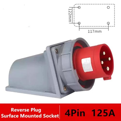 IEC60309 Waterproof CEE Industrial Reverse Plug Connector Surface Mounted Male Socket 4Pin 125A(UI Standard 100A) 380-415V 3P+E IP67 - style: Surface Mounted Socket(G)