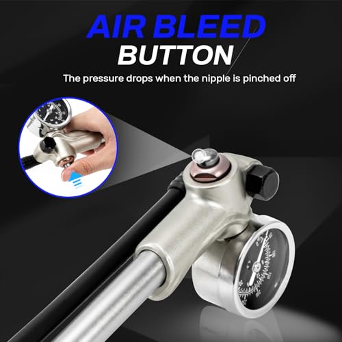 High Pressure Shock Pump, Bike Shock Air Pump with Gauge 400 PSI - color: silver