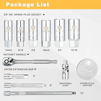 AEROFORCE 3/8-Inch Drive Spark Plug Socket Set (12PC Spark Plug Socket Set) - size: 12PC Spark Plug Socket Set